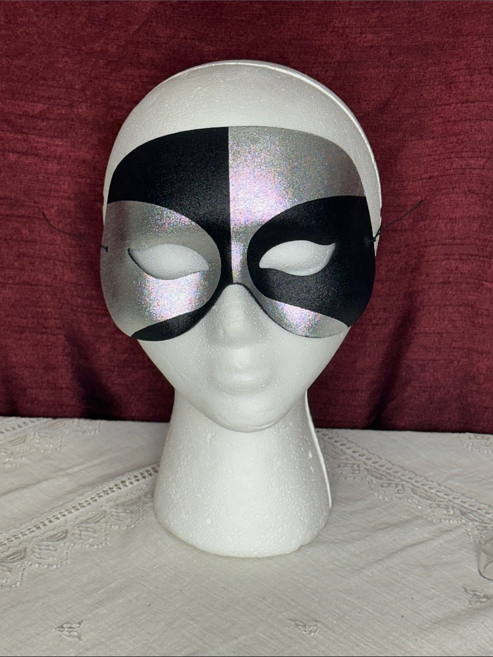 🎭 Made in Italy Black & Silver Harlequin Venetian Masquerade Mask